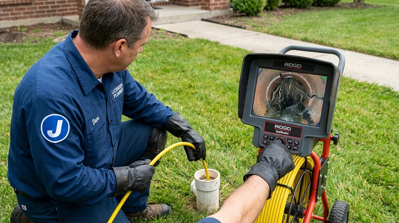 Sewer camera inspection being performed by Johns Plumbing LLC in Coldwater